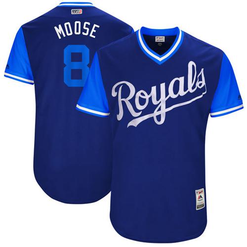 Kansas City Royals #8 Mike Moustakas Navy 