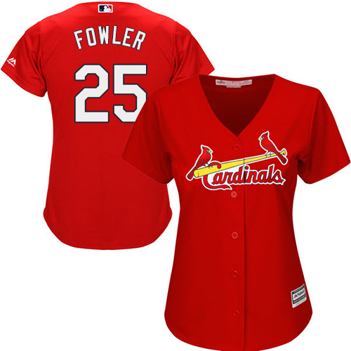 St.Louis Cardinals #25 Dexter Fowler Red Alternate Women's Stitched Jersey Womens
