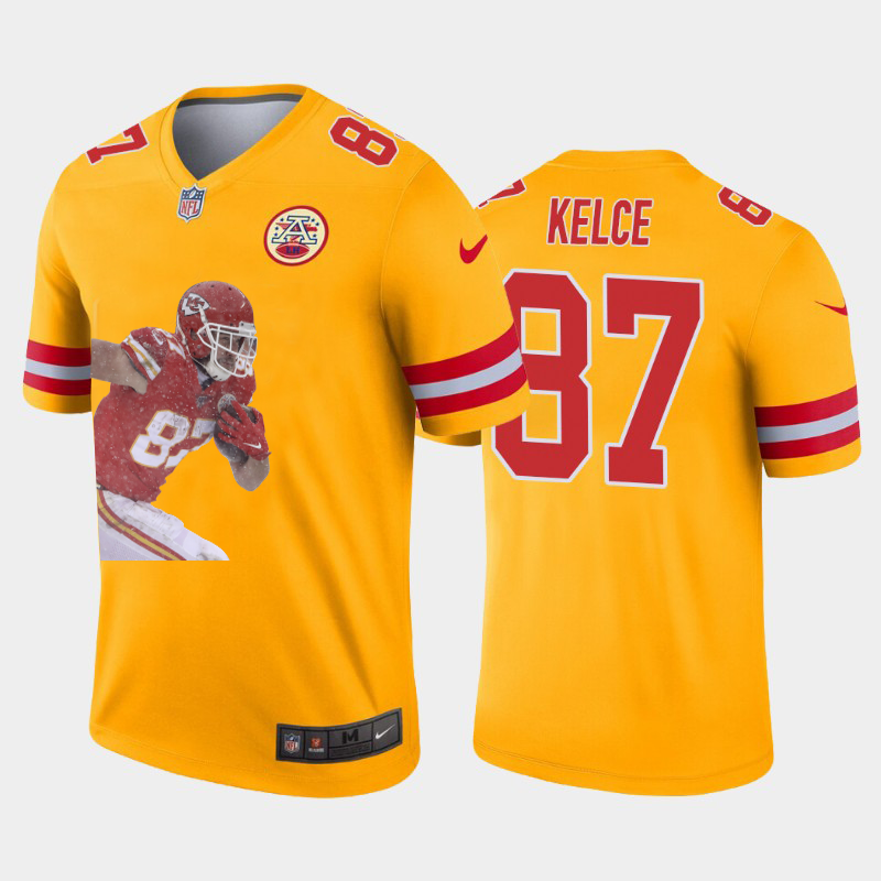 Kansas City Chiefs #87 Travis Kelce Team Hero 5 Vapor Limited Jersey Yellow