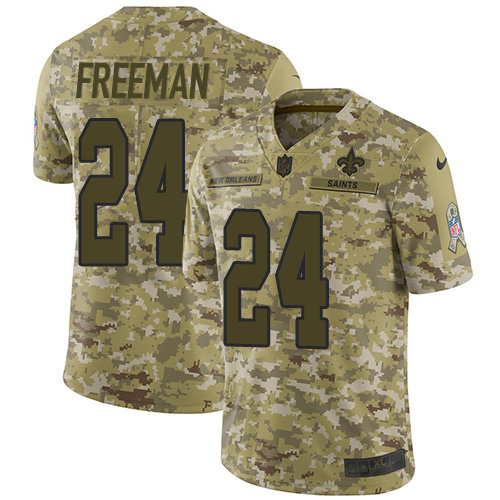 New Orleans Saints #24 Devonta Freeman Camo Youth Stitched Limited 2018 Salute To Service Jersey Youth