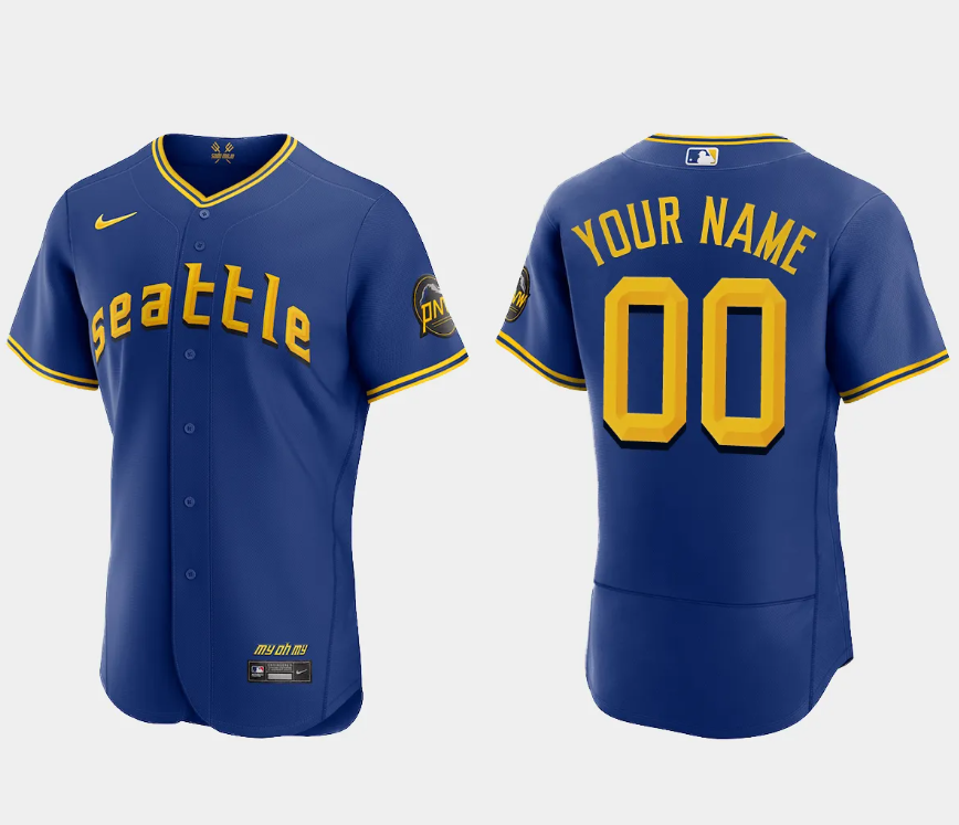 Men Seattle Mariners Custom 2023 City Connect Authentic Jersey – Royal