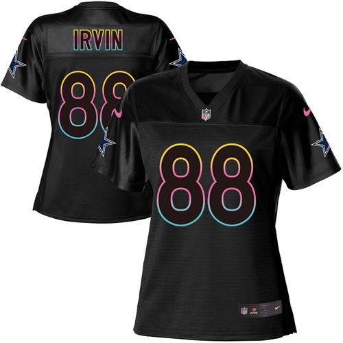 Cowboys #88 Michael Irvin Black Women's Fashion Game Jersey