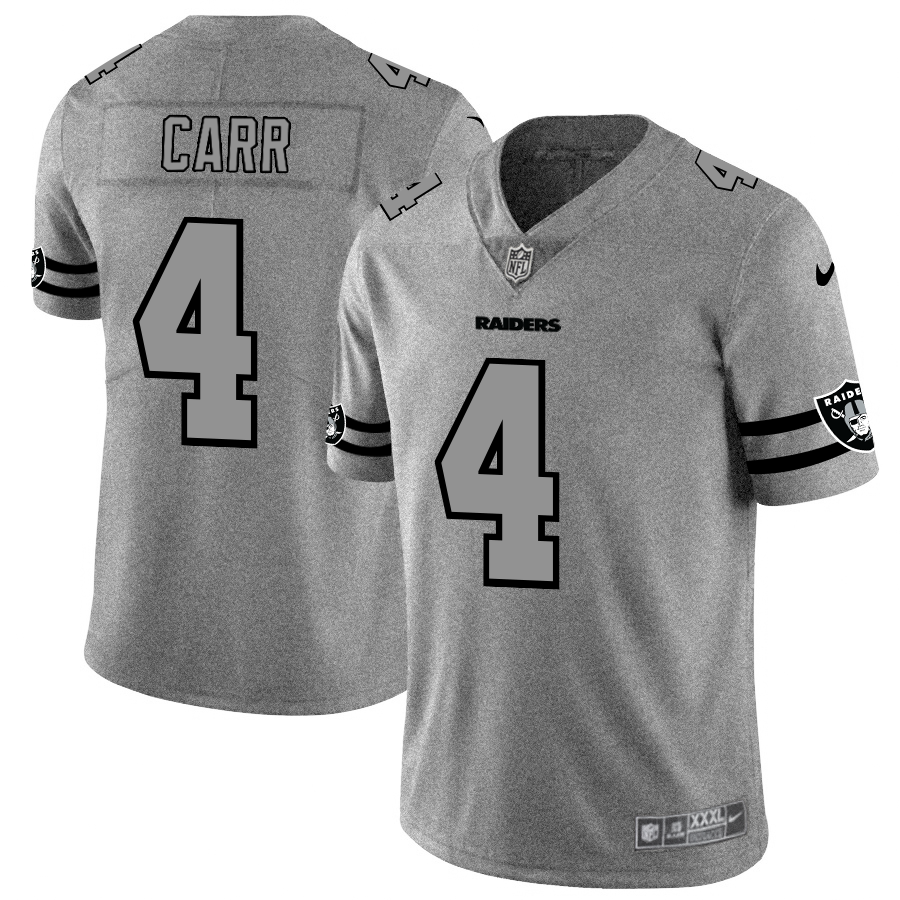 Las Vegas Raiders #4 Derek Carr Men's Gray Gridiron II Vapor Untouchable Limited Jersey