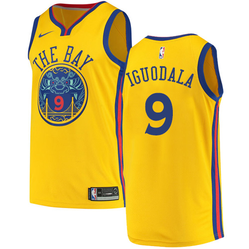 Golden State Warriors #9 Andre Iguodala Gold Swingman City Edition Jersey Mens