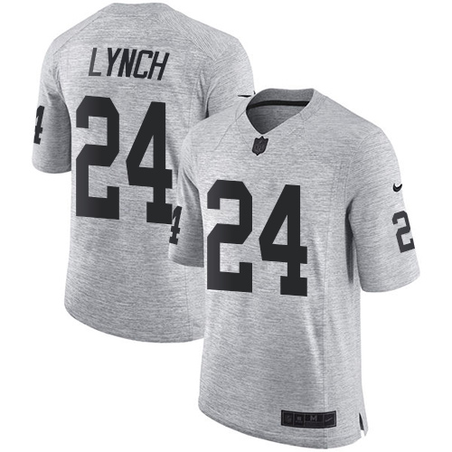 Las Vegas Raiders #24 Marshawn Lynch Gray Men's Stitched Limited Gridiron Gray II Jersey Men's
