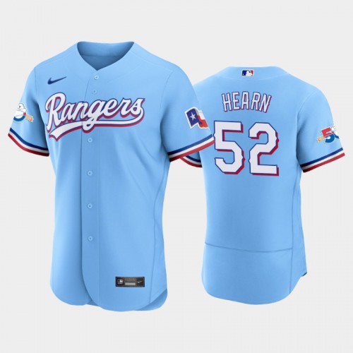 Texas Texas Rangers #52 Taylor Hearn Authentic 50th Anniversary Men's Alternate Jersey - Light Blue Men's