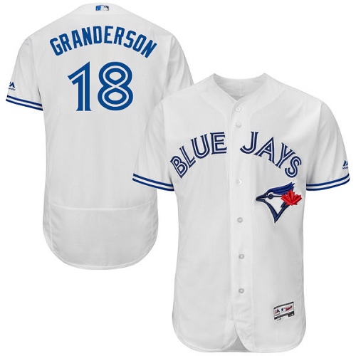 Toronto Blue Jays #18 Curtis Granderson White Flexbase Authentic Collection Stitched Jersey Men's