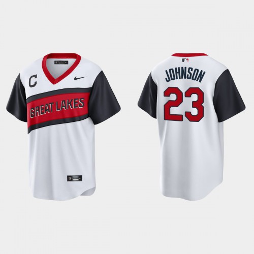 Cleveland Guardians #23 Daniel Johnson Men's White 2021 Little League Class Game Jersey Men's