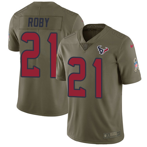 Houston Texans #21 Bradley Roby Olive Men's Stitched Limited 2017 Salute to Service Jersey Men's