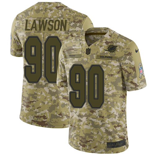 Miami Dolphins #90 Shaq Lawson Camo Youth Stitched Limited 2018 Salute To Service Jersey Youth