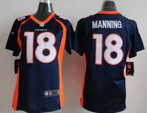 Broncos #18 Peyton Manning Blue Alternate Women's Stitched New Elite Jersey