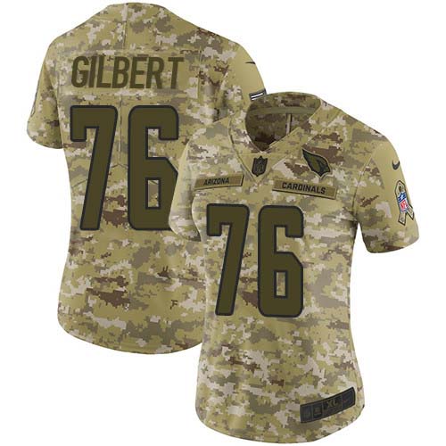 Arizona Cardinals #76 Marcus Gilbert Camo Women's Stitched Limited 2018 Salute To Service Jersey Womens