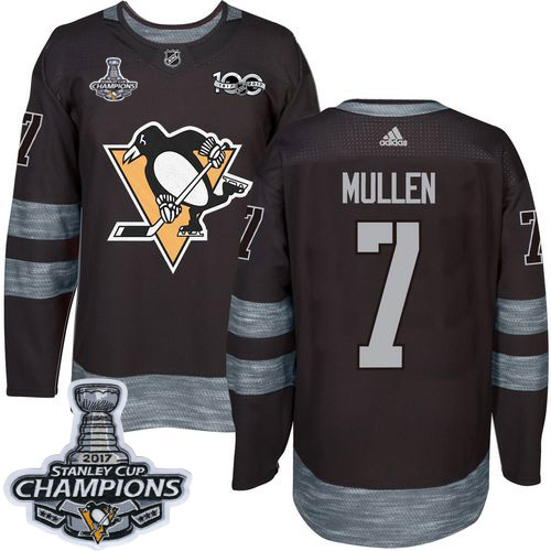 Adidas Pittsburgh Penguins #7 Joe Mullen Black 1917-2017 100th Anniversary Stanley Cup Finals Champions Stitched Jersey Men's
