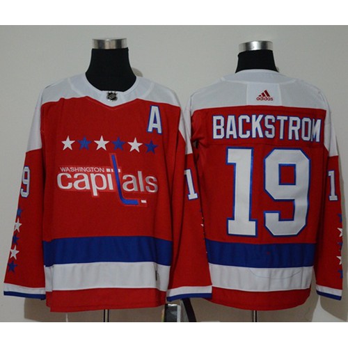 Adidas Washington Capitals #19 Nicklas Backstrom Red Alternate Authentic Stitched Jersey Men's