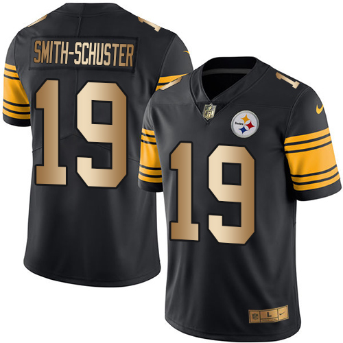 Pittsburgh Steelers #19 JuJu Smith-Schuster Black Men's Stitched Limited Gold Rush Jersey Men's