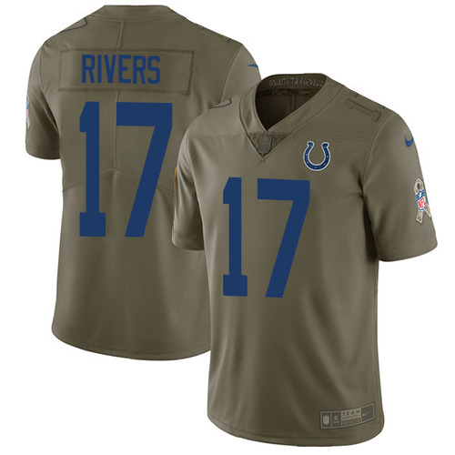 Indianapolis Colts #17 Philip Rivers Olive Men's Stitched Limited 2017 Salute To Service Jersey Men's