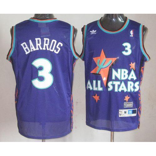Philadelphia 76ers #3 Dana Barros Purple 1995 All-Star Throwback Stitched Jersey Mens