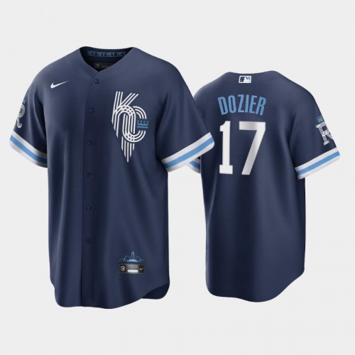 Kansas City Kansas City Royals #17 Hunter Dozier Men's Game Replica 2022 City Connect Navy Jersey Men's