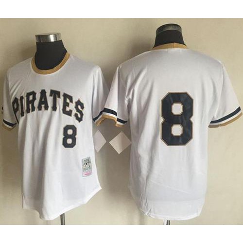 Mitchell And Ness 1971 Pittsburgh Pirates #8 Willie Stargell White Throwback Stitched Jersey Men's