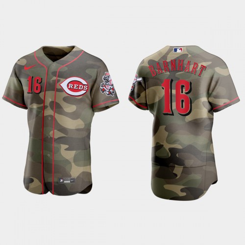Cincinnati Cincinnati Reds #16 Tucker Barnhart Men's 2021 Armed Forces Day Authentic Jersey -Camo Men's