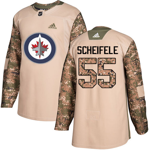 Adidas Winnipeg Jets #55 Mark Scheifele Camo Authentic 2017 Veterans Day Stitched Youth Jersey Youth
