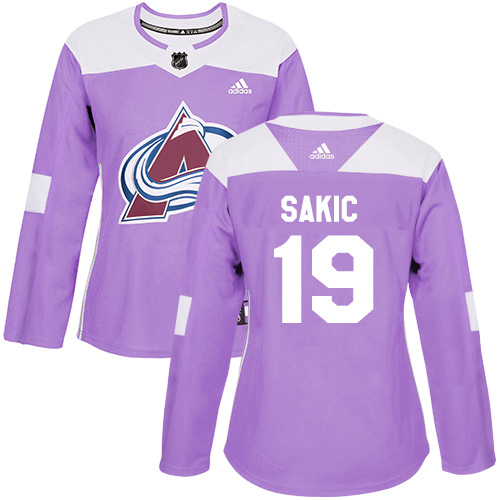 Adidas Colorado Avalanche #19 Joe Sakic Purple Authentic Fights Cancer Women's Stitched Jersey Womens