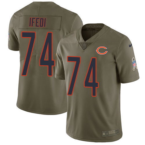 Chicago Bears #74 Germain Ifedi Olive Men's Stitched Limited 2017 Salute To Service Jersey Men's