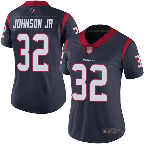 Houston Texans #32 Lonnie Johnson Jr. Navy Blue Team Color Women's Stitched Vapor Untouchable Limited Jersey Womens