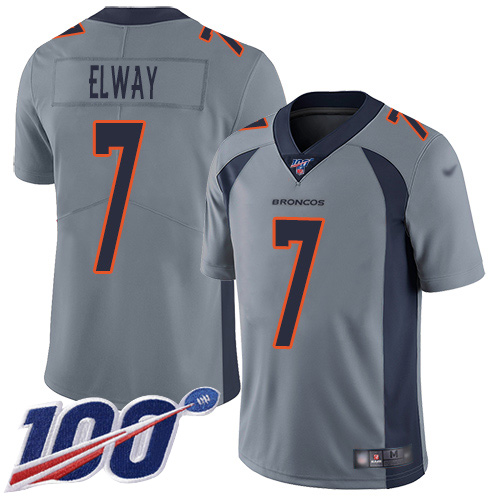 Broncos #7 John Elway Gray Men's Stitched Limited Inverted Legend 100th Season Jersey