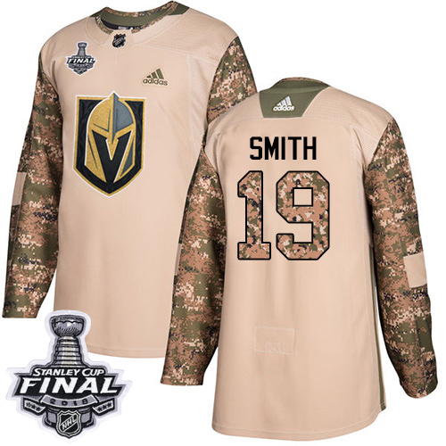 Adidas Golden Vegas Golden Knights #19 Reilly Smith Camo Authentic 2017 Veterans Day 2018 Stanley Cup Final Stitched Jersey Men's