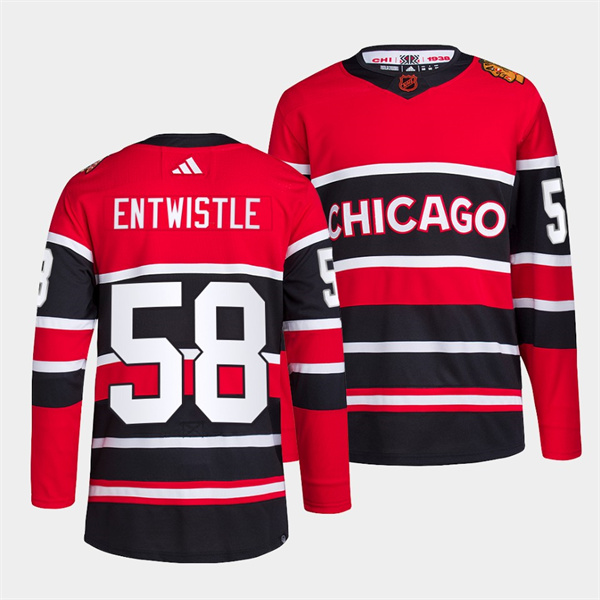 Chicago Blackhawks #58 MacKenzie Entwistle Men's Adidas Reverse Retro 2.0 Authentic Player Jersey - Red