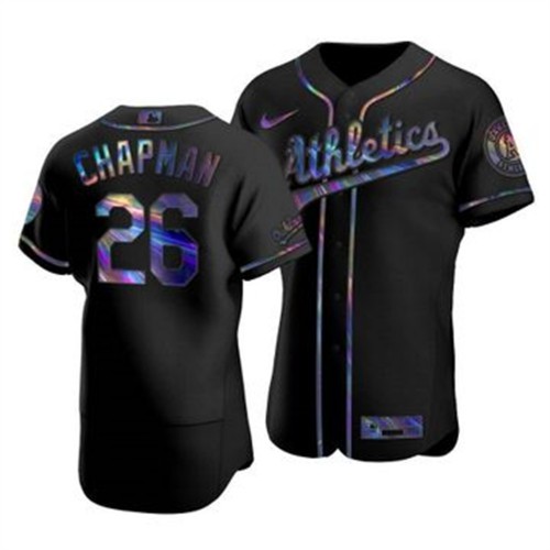Oakland Oakland Athletics #26 Matt Chapman Men's Iridescent Holographic Collection Jersey - Black Men's