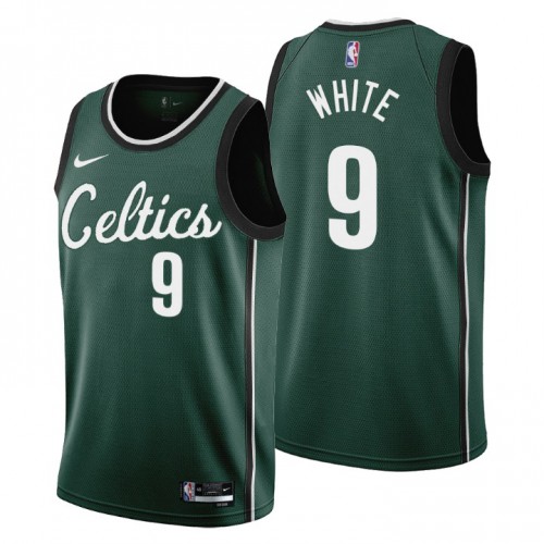 Boston Celtics #9 Derrick White Mens 2022-23 City Edition Jersey - Cherry Blossom Green Mens