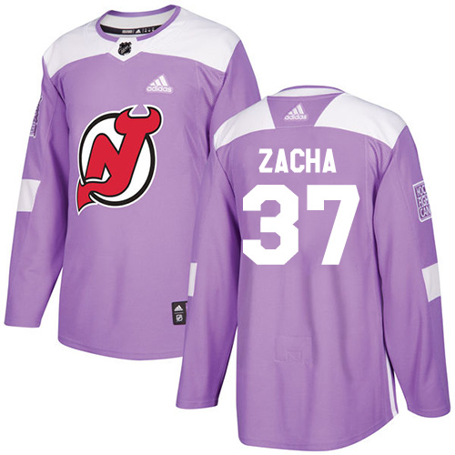 Adidas New Jersey Devils #37 Pavel Zacha Purple Authentic Fights Cancer Stitched Jersey Men's