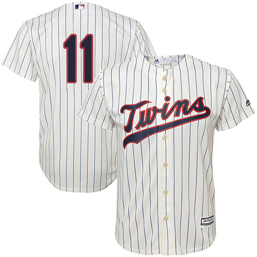Minnesota Twins #11 Jorge Polanco Cream Strip Cool Base Stitched Jersey Men's