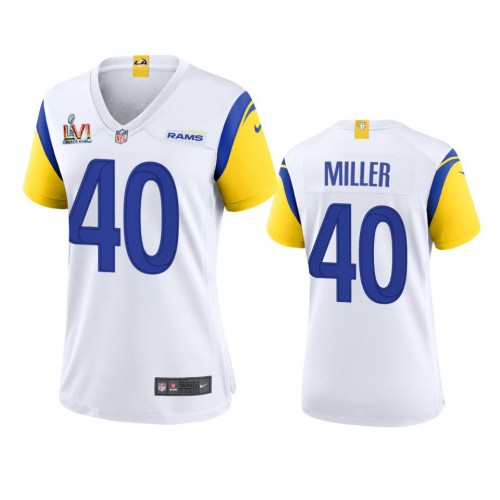Los Angeles Los Angeles Rams #40 Von Miller Women's Super Bowl LVI Patch Alternate Game Jersey - White Womens