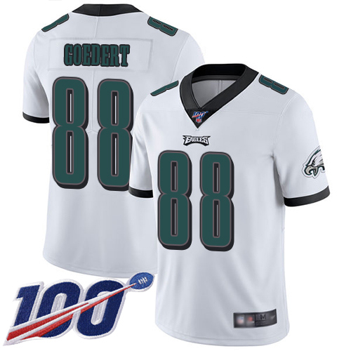 Eagles #88 Dallas Goedert White Men's Stitched 100th Season Vapor Limited Jersey