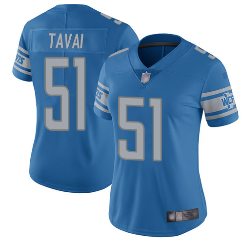 Detroit Lions #51 Jahlani Tavai Light Blue Team Color Women's Stitched Vapor Untouchable Limited Jersey Womens