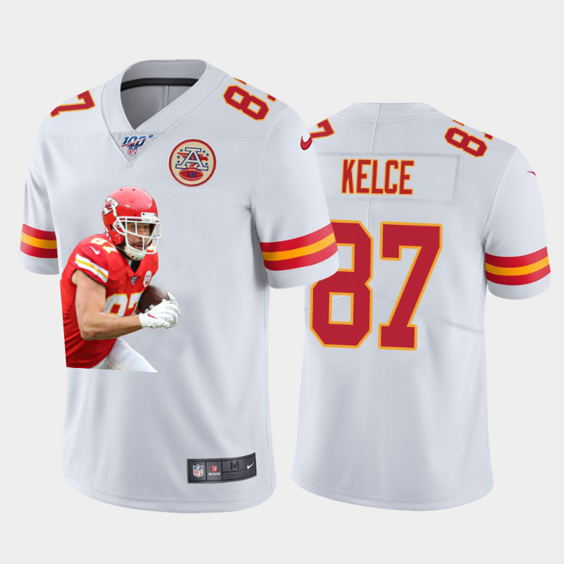 Kansas City Chiefs #87 Travis Kelce Team Hero 1 Vapor Limited 100 Jersey White Golden
