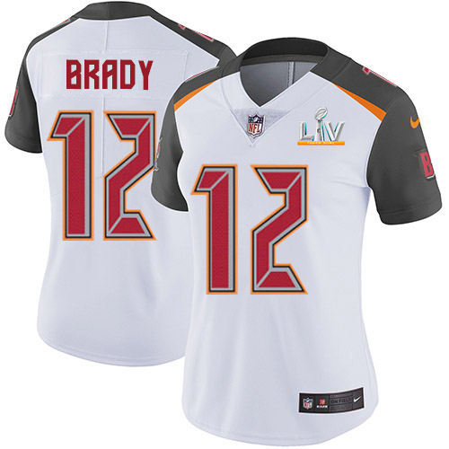 Buccaneers #12 Tom Brady White Women's Super Bowl LV Bound Stitched Vapor Untouchable Limited Jersey