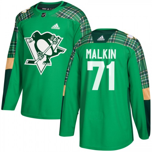 Adidas Pittsburgh Penguins #71 Evgeni Malkin adidas Green St. Patrick's Day Authentic Practice Stitched Jersey Men's