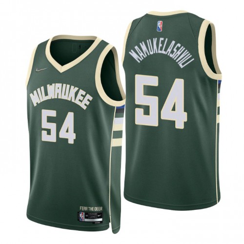 Milwaukee Bucks #54 Sandro Mamukelashvili Green Mens 2021-22 75th Anniversary Diamond Swingman Jersey - Icon Edition Mens