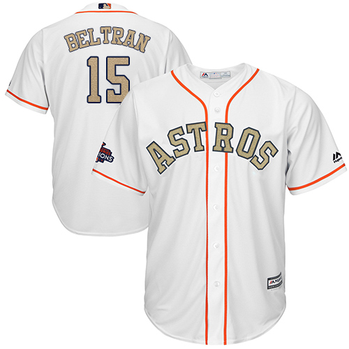 Houston Astros #15 Carlos Beltran White 2018 Gold Program Cool Base Stitched Youth Jersey Youth