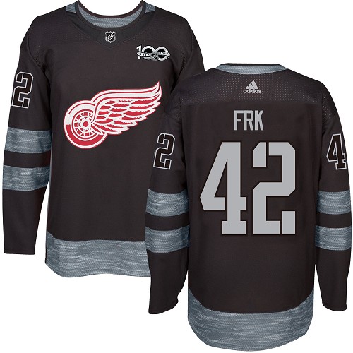 Adidas Detroit Red Wings #42 Martin Frk Black 1917-2017 100th Anniversary Stitched Jersey Men's