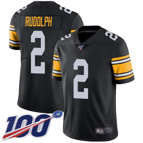 Pittsburgh Steelers #2 Mason Rudolph Black Alternate Men's Stitched 100th Season Vapor Limited Jersey Men's