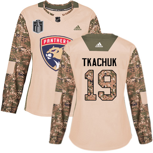Adidas Panthers #19 Matthew Tkachuk Camo 2023 Stanley Cup Final Patch Authentic Veterans Day Women's Stitched Jersey