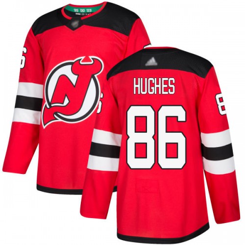 Adidas New Jersey Devils #86 Jack Hughes Red Home Authentic Stitched Jersey Men's