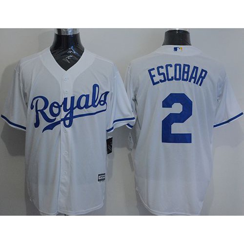 Kansas City Royals #2 Alcides Escobar White New Cool Base Stitched Jersey Men's