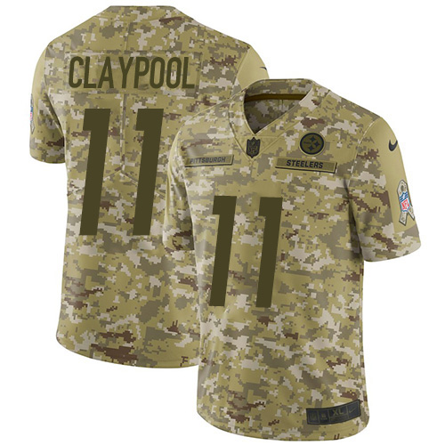 Pittsburgh Steelers #11 Chase Claypool Camo Men's Stitched Limited 2018 Salute To Service Jersey Men's