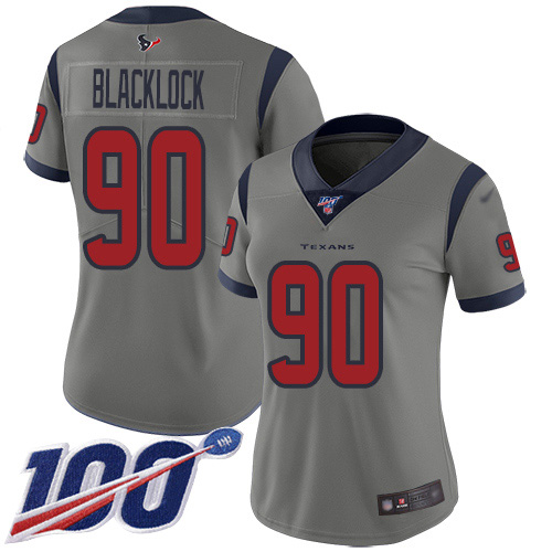 Houston Texans #90 Ross Blacklock Gray Women's Stitched Limited Inverted Legend 100th Season Jersey Womens